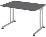 b&uuml;m&ouml; Schreibtisch, Graphit, Silber, Holzwerkstoff, Nachbildung, Rechteckig,