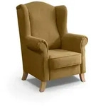 Beautysofa Ohrensessel, Currygelb, Holz, 1-Sitzer, 88x118x86 cm, Wohnzimmer,...