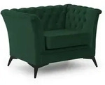 S-Style Chesterfield-Sessel, Dunkelgr&uuml;n, Textil, Echtholz,Birke, Buche,...