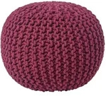 Homescapes Strick-Pouf, Weinrot, Textil, Uni, Rund, 40x35x40 cm, Wohnzimmer,...