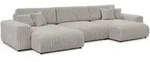 S-Style Wohnlandschaft, Hellgrau, Textil, Echtholz, Teilmassiv,Birke, Buche,