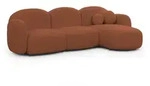 S-Style Ecksofa, Terracotta, Textil, Echtholz, Teilmassiv,Birke, Buche, 5-Sitzer,