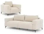 S-Style Sitzgarnitur, Beige, Textil, Teilmassiv, Echtholz,Birke, Buche, 4-Sitzer,