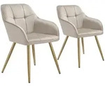 tectake Esszimmerstuhl, Taupe, Gold, Kunststoff, Pappel, 58x82x62 cm, Esszimmer,
