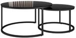 Vicco Couchtisch-Set, Schwarz Hochglanz, Glas, Rund, 77x39.5x77 cm, Wohnzimmer,