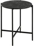 Beistelltisch Lamoine, Schwarz, Metall, Holzwerkstoff, rund, 42.7x44.3x42.7 cm,