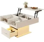 Stilvora Couchtisch, Wei&szlig;, Holzwerkstoff, Glas, 1 Schubladen,...