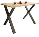 Mid.you Esstisch, Schwarz, Honigeiche, Metall, Holzwerkstoff, rechteckig, X-Form,