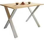 Mid.you Esstisch, Silber, Honigeiche, Metall, Holzwerkstoff, rechteckig, X-Form,