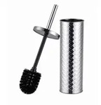 Relaxdays Wc-B&uuml;rste, Silber, Metall, Kunststoff, 9.5x38x9.5 cm, Badezimmer, WC