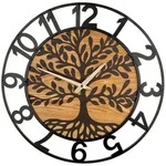Wanduhr Lebensbaum, Natur, Schwarz, Metall, Holzwerkstoff, 7 cm, Dekoration,...