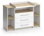 Vicco Wickelkommode, Wei&szlig;, Honigeiche, Holzwerkstoff, 5 F&auml;cher, 3 Schubladen,