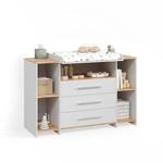 Livinity&reg; Wickelkommode, Wei&szlig;, Honigeiche, Holzwerkstoff, 5 F&auml;cher, 3 Schubladen,