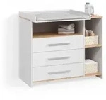 Livinity&reg; Wickelkommode, Wei&szlig;, Honigeiche, Holzwerkstoff, 2 F&auml;cher, 3...