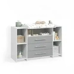 Livinity&reg; Wickelkommode, Wei&szlig;, Grau, Holzwerkstoff, 8 F&auml;cher, 3 Schubladen,