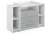 Vicco Wickelkommode, Wei&szlig;, Grau, Holzwerkstoff, 8 F&auml;cher, 3 Schubladen,...