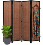 Relaxdays Paravent, Braun, Holz, 160x170x2 cm, Wohnzimmer, Raumteiler & Paravents,