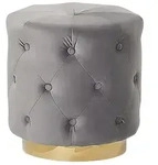 Beliani Pouf, Grau, Textil, 1-Sitzer, Rund, 40x41x40 cm, Wohnzimmer, Hocker,...