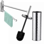 Relaxdays Badezimmerset, Silber, Metall, Kunststoff, 32.5x14x3 cm, Badaccessoires,