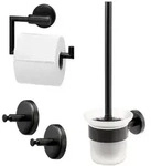 bremermann Badezimmer-Zubeh&ouml;r-Set, Schwarz, Metall, 14.5x35x11 cm,...