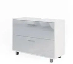 Vicco Waschbeckenunterschrank, Wei&szlig; Hochglanz, Holzwerkstoff, 3 F&auml;cher, 2