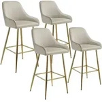 tectake Barstuhl, Creme, Gold, Textil, 48.5x108x57 cm, Esszimmer, Barm&ouml;bel,