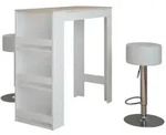 Vicco Bartisch-Set, Wei&szlig;, Sonoma Eiche, Holzwerkstoff, 3 F&auml;cher, Rechteckig,