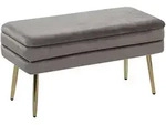 Beliani Truhenbank, Grau, Textil, Rechteckig, 79x43x37 cm, Esszimmer, B&auml;nke,