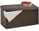 Relaxdays Sitzbank, Braun, Holzwerkstoff, Textil, 77x38x39 cm, Wohnzimmer, Hocker