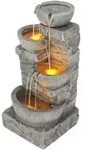 Teamson Home Gartenbrunnen, Grau, Kunststoff, Stein Optik, 38.7x84.5x39.4 cm,