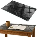 Tulup Tischplatte, Schwarz, Glas, 100x70x0.4 cm, Esszimmer, Tische, Esstische,