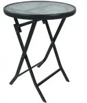 Gardenson Gartentisch, Anthrazit, Metall, Glas, rund, X-Form, 70 cm, klappbar,