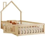 Stilvora Hausbett, Natur, Holzwerkstoff, 90x200 cm, Kinder- & Jugendzimmer,
