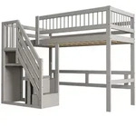 Stilvora Hochbett, Grau, Holz, 90x200 cm, Kinder- & Jugendzimmer, Kinderm&ouml;bel,