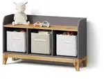 Livinity&reg; Kindersitzbank, Grau, Eiche Artisan, Holzwerkstoff, 3 F&auml;cher, 3