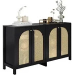 Stilvora Sideboard, Schwarz, Holzwerkstoff, 4 F&auml;cher, Rechteckig,Rechteckig,