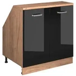 Vicco Dachschr&auml;genschrank, Schwarz Hochglanz, Honigeiche, Holzwerkstoff, 1...