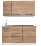Vicco Singlek&uuml;che, Honigeiche, Wei&szlig;, Holzwerkstoff, Rechteckig, 150x81.2x60...