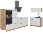 Vicco K&uuml;chenzeile, Wei&szlig;, Honigeiche, Holzwerkstoff, Rechteckig, 380x153.6x60...