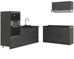 Vicco K&uuml;chenzeile, Dunkelgrau, Anthrazit, Holzwerkstoff, Rechteckig, 340x153.6x60