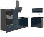 Vicco K&uuml;chenzeile, Dunkelblau, Anthrazit, Holzwerkstoff, Rechteckig, 380x153.6x51.6