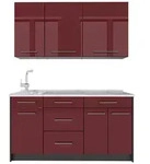Vicco Singlek&uuml;che, Bordeaux, Anthrazit, Holzwerkstoff, Rechteckig, 150x81.2x60...