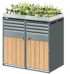 Modfu M&uuml;lltonnenbox, Grau, Metall, 132x124.5x80 cm, Aufbewahrung &...