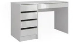 Vicco Schreibtisch, Wei&szlig; Hochglanz, Holzwerkstoff, 5 Schubladen, Rechteckig,