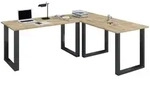 Mid.you Eckschreibtisch, Schwarz, Honigeiche, Metall, Holzwerkstoff, U-Form,