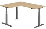 b&uuml;m&ouml; Eckschreibtisch, Eiche, Graphit, Holzwerkstoff, Nachbildung,Eiche, Rechteckig,