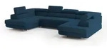 Masseno Wohnlandschaft, Blau, Holz, 6-Sitzer, U-Form, 336x90x202 cm, Wohnzimmer,