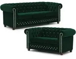S-Style Sitzgarnitur, Gr&uuml;n, Textil, Echtholz, Teilmassiv,Birke, Buche, 5-Sitzer,