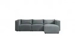 Fun M&ouml;bel Ecksofa, Blaugrau, Textil, Ottomane rechts, 290x185 cm, Wohnzimmer,...