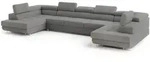 Masseno Wohnlandschaft, Grau, Holz, 7-Sitzer, U-Form, 408x90x202 cm, Wohnzimmer,